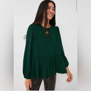 Tuckernuck Pomander Place Green Carlota Peplum Blouse XXL